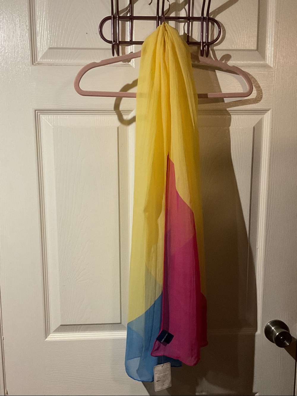 Vintage NWT Doncaster Pink and Blue Sheer 100% SILK Gradient Scarf